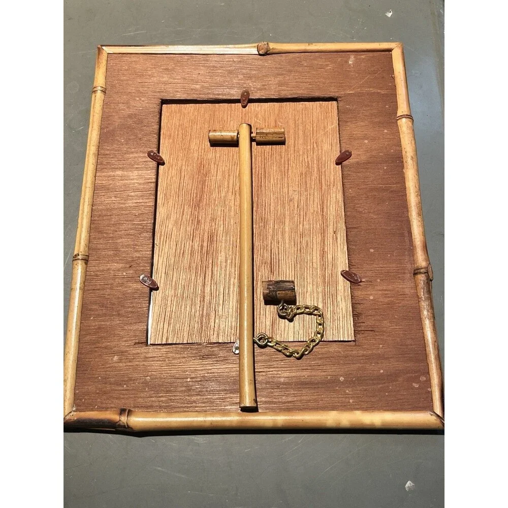 Vintage 1980’s Natural Woven Bamboo Picture Photo Frame W/ Bamboo Backing / Mint